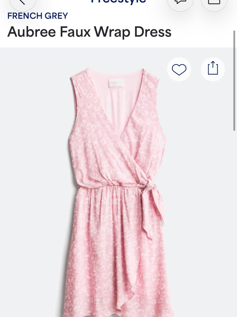 French Grey Pink Sleeveless Wrap Tie-Waist Dress